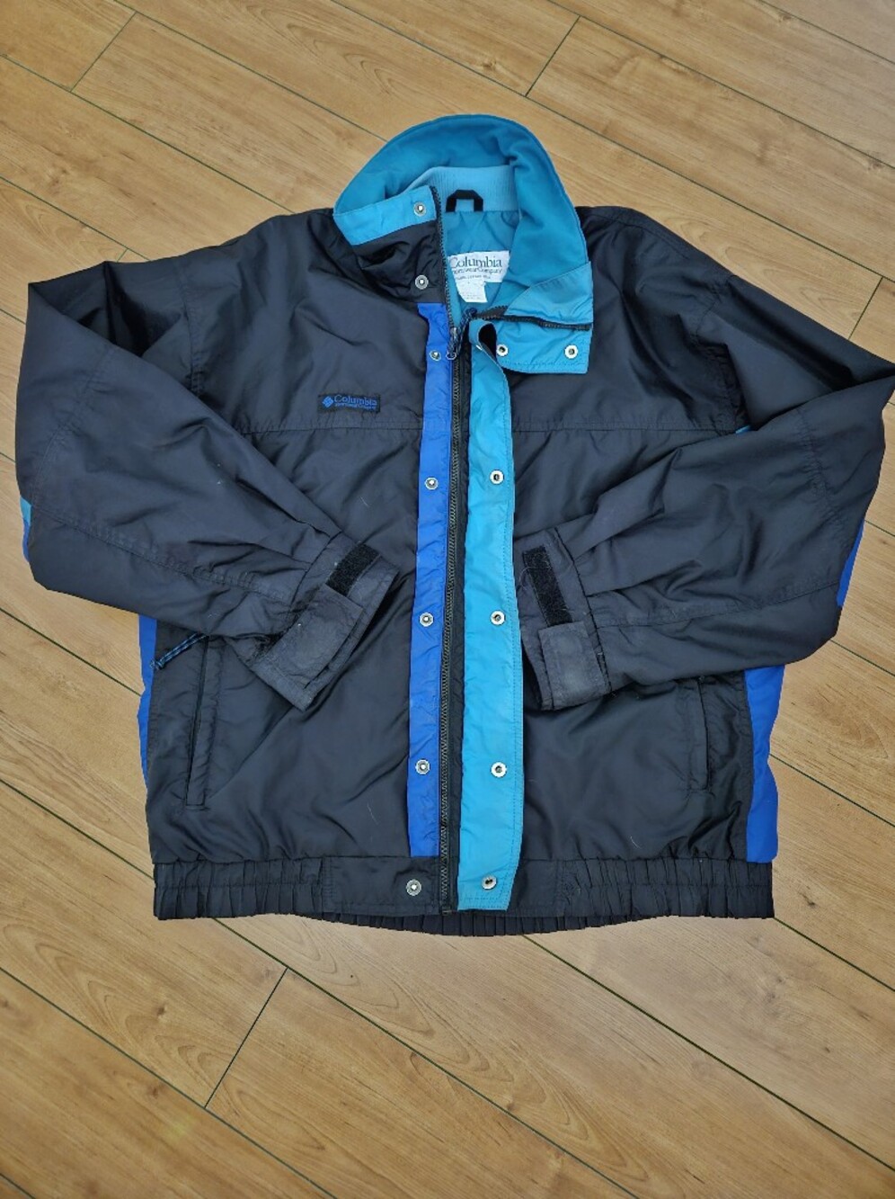 Vintage Columbia Black with Bright Blue Trim Winter Jacket